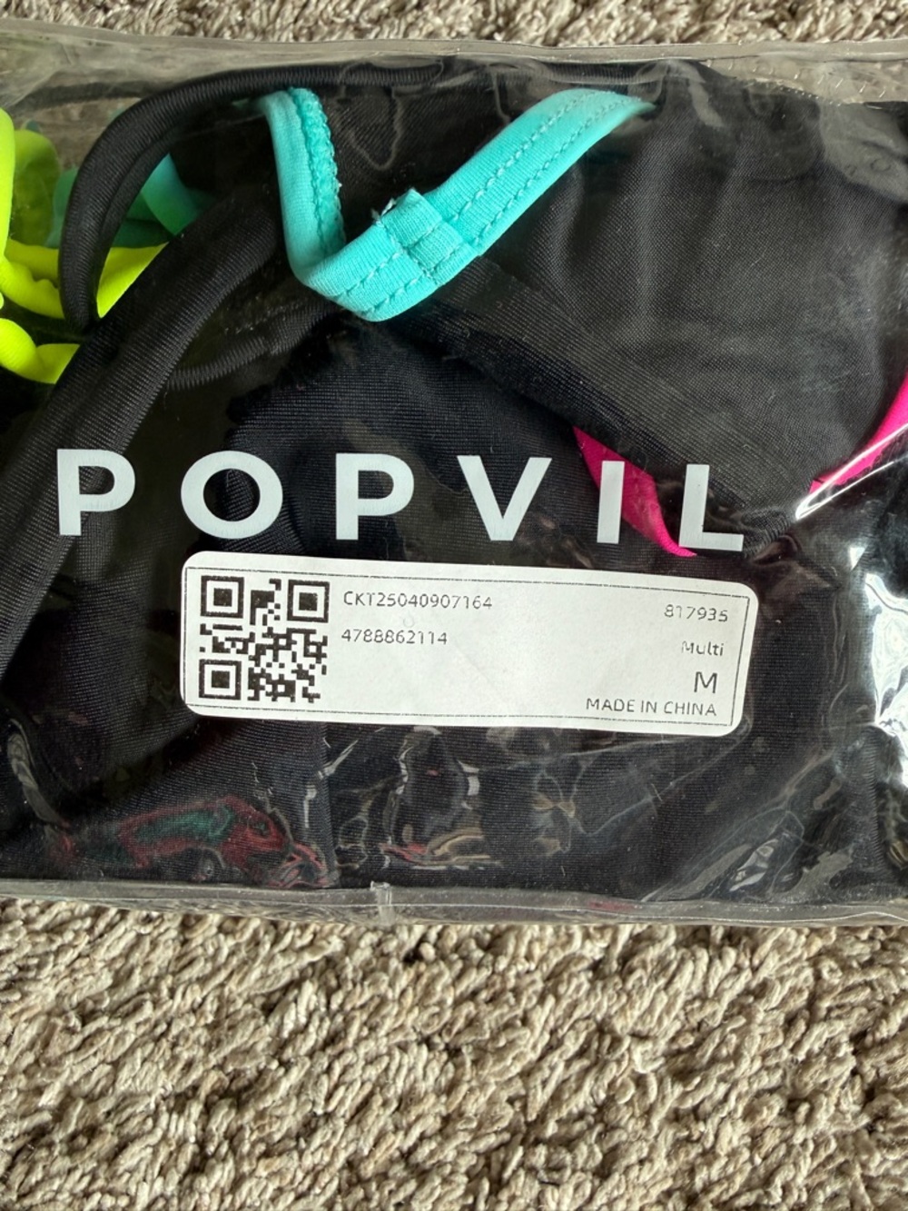 NWT Neon Stripe Cutout One-Piece Swimsuit - Black with Neon Accents - Picture 5 of 5